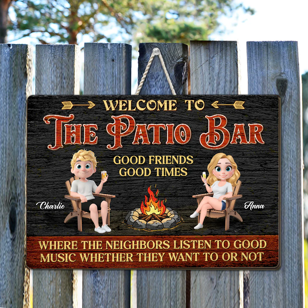 Welcome To The Patio Bar - Personalized Custom Wood Sign