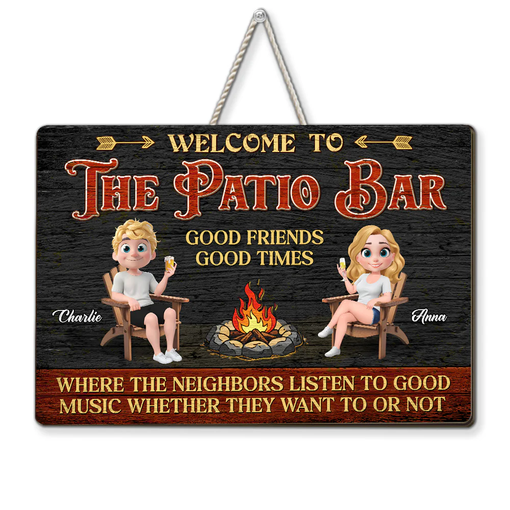 Welcome To The Patio Bar - Personalized Custom Wood Sign - Image 4