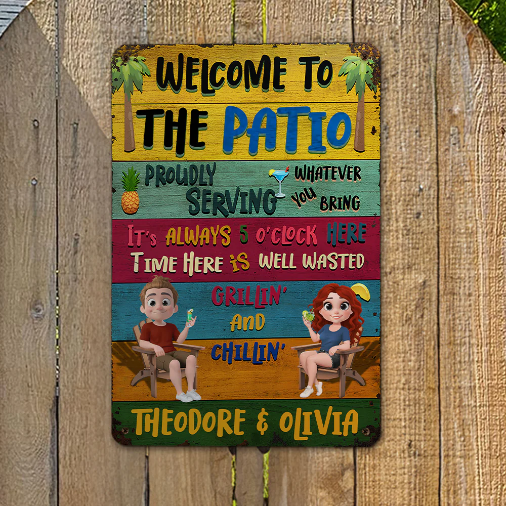 Welcome To The Patio - Personalized Custom Metal Sign - Image 4