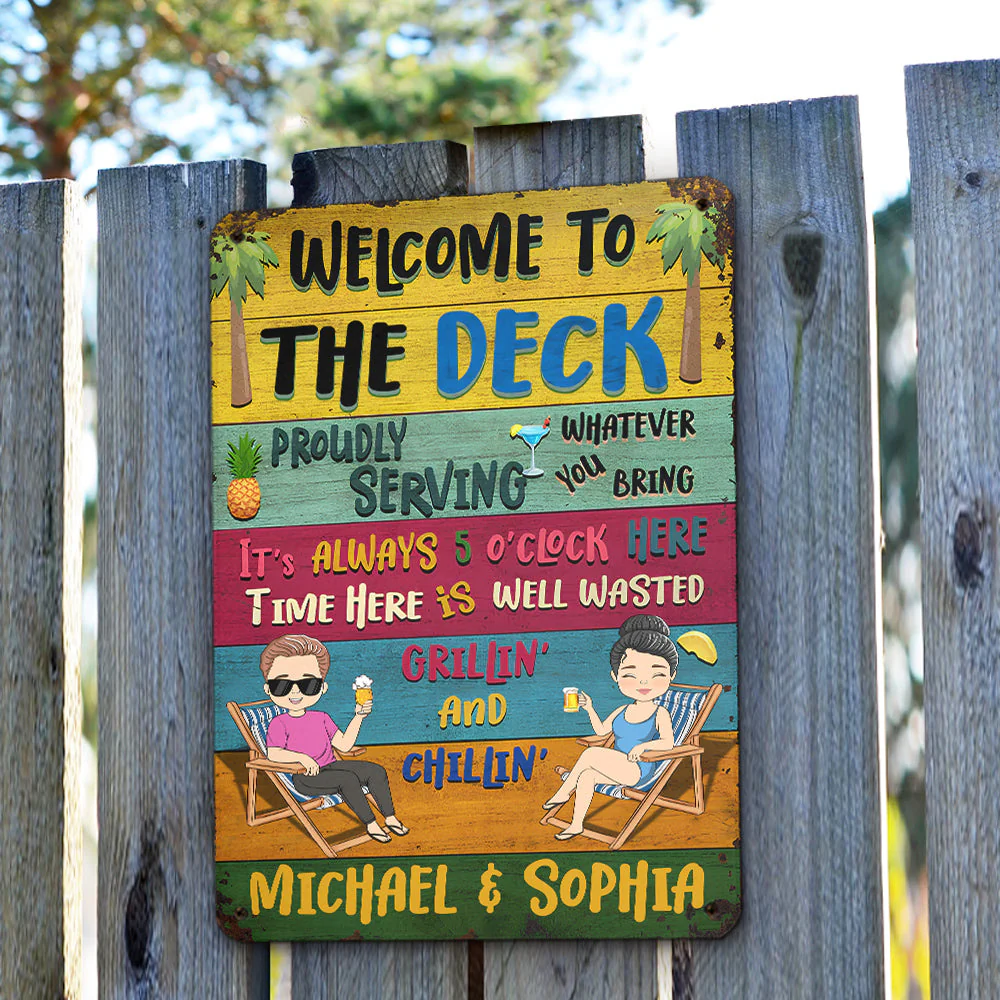 Welcome To The Poolside - Personalized Custom Metal Sign - Image 2