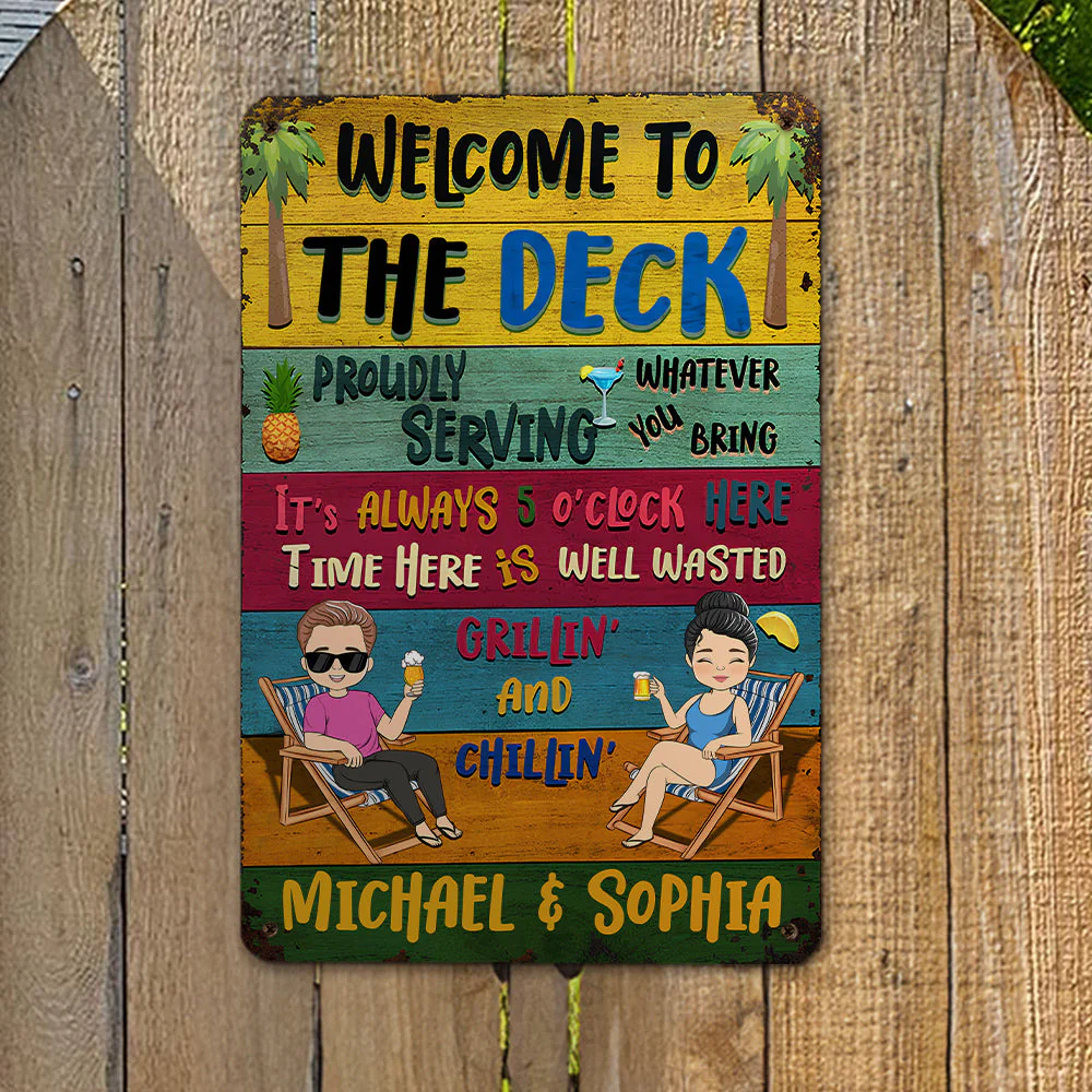 Welcome To The Poolside - Personalized Custom Metal Sign - Image 3