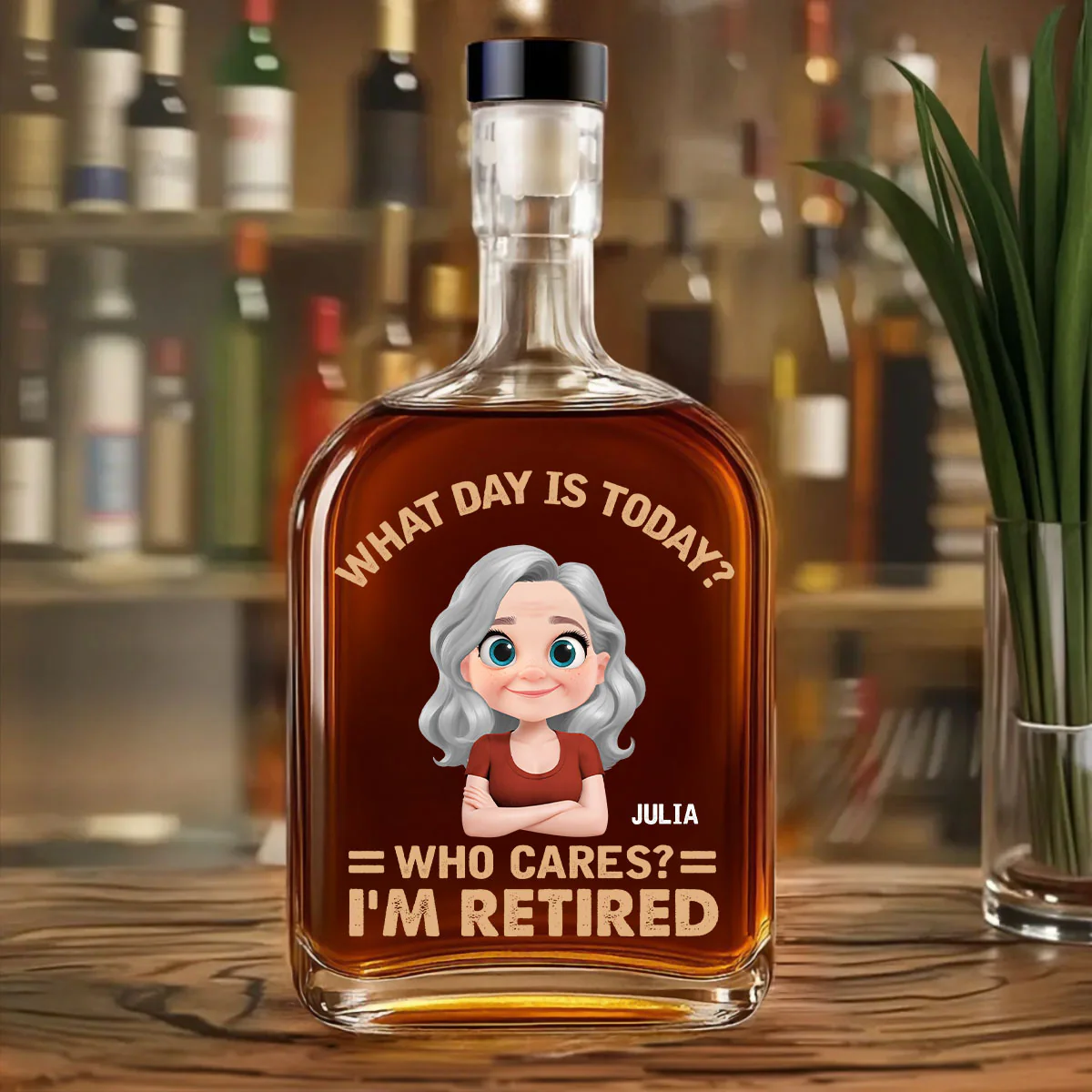 What Day Is Today Who Cares - Personalized Custom Spirits Decanter - Image 2
