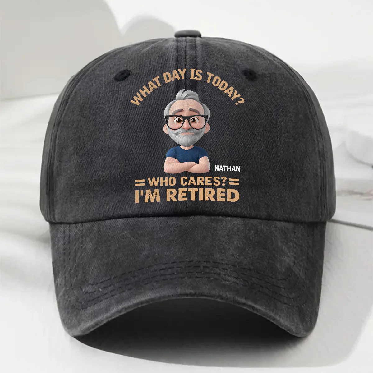 What Day Is Today Who Cares - Personalized Custom Vintage Washed Denim Cap