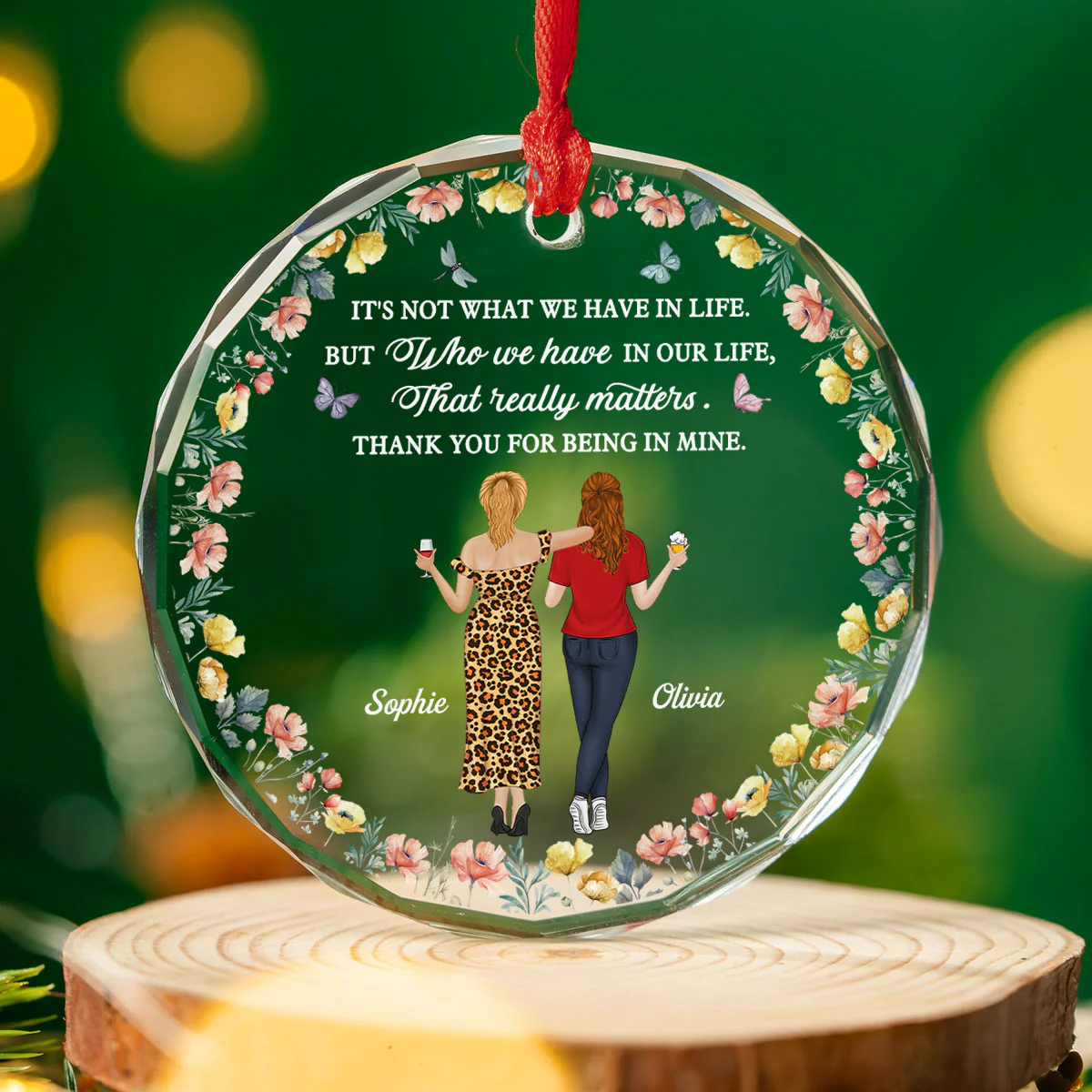 What We Have In Life - Personalized Custom Glass Ornament - Image 3