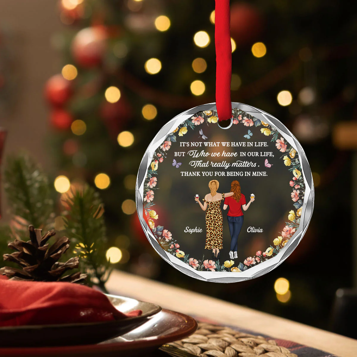 What We Have In Life - Personalized Custom Glass Ornament - Image 4