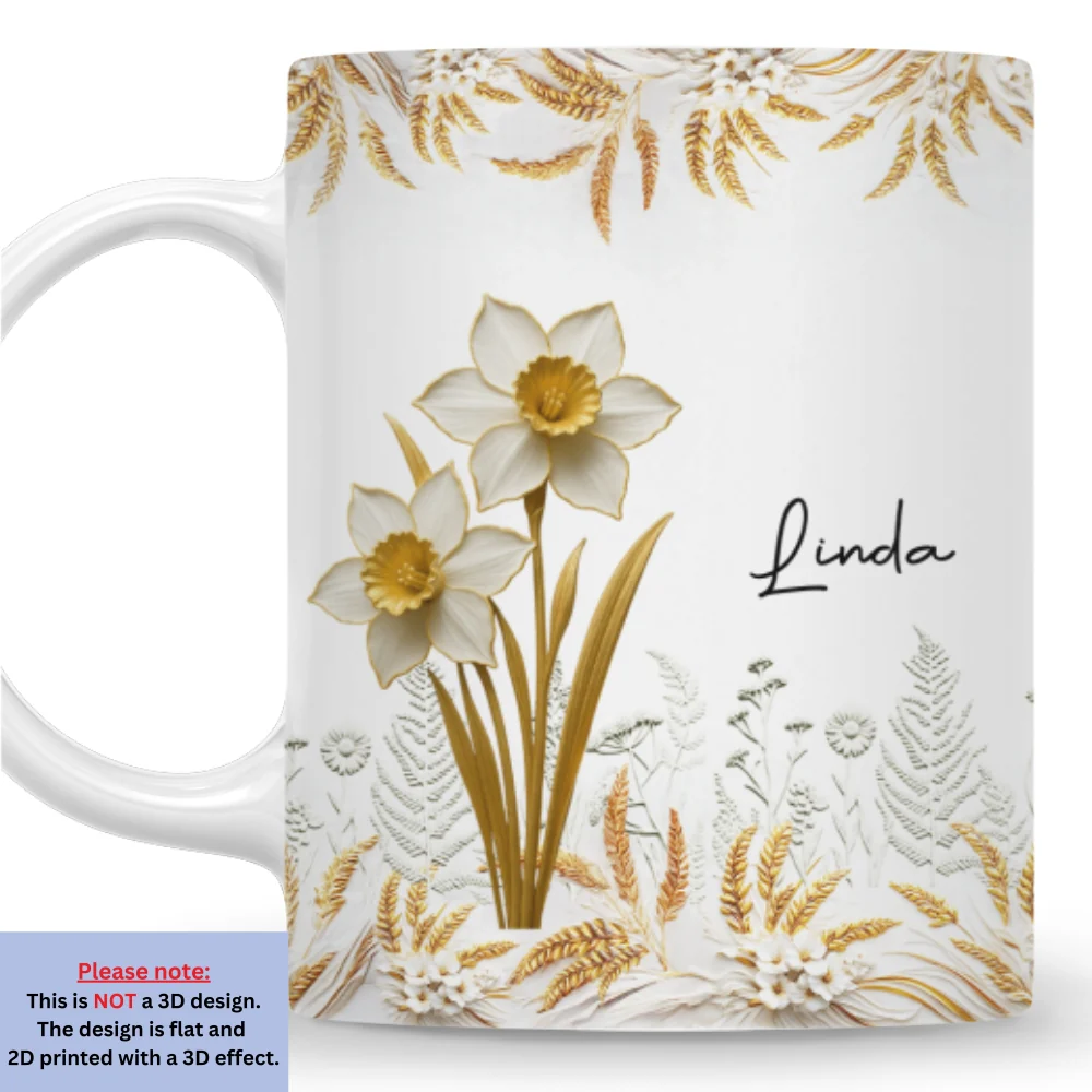 Wheat And White Flowers - Personalized Custom Coffee Mug - Image 7