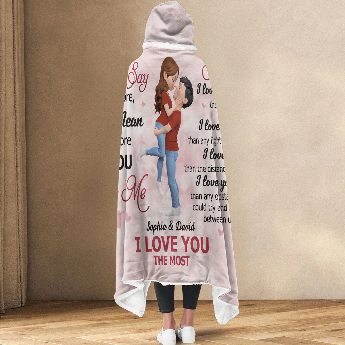When I Say I Love You More - Personalized Custom Hooded Blanket - Image 3