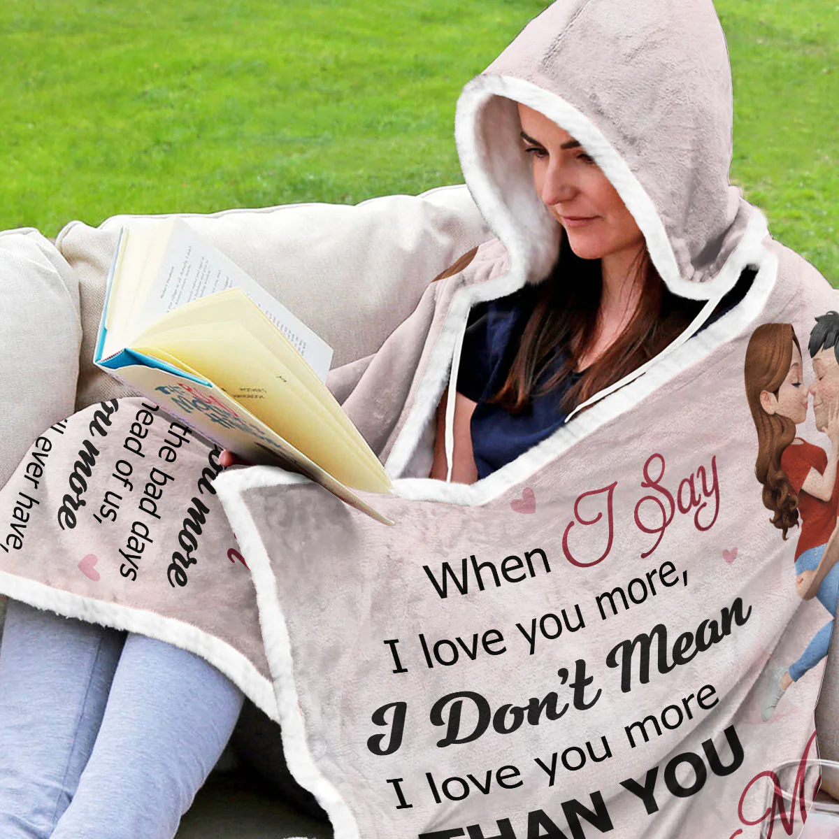 When I Say I Love You More - Personalized Custom Hooded Blanket - Image 4
