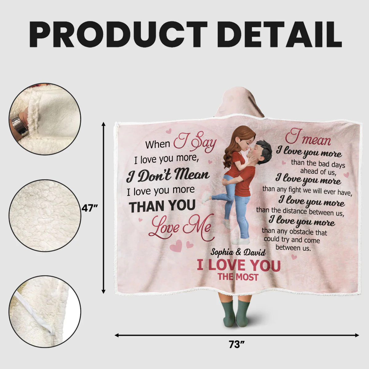When I Say I Love You More - Personalized Custom Hooded Blanket - Image 5