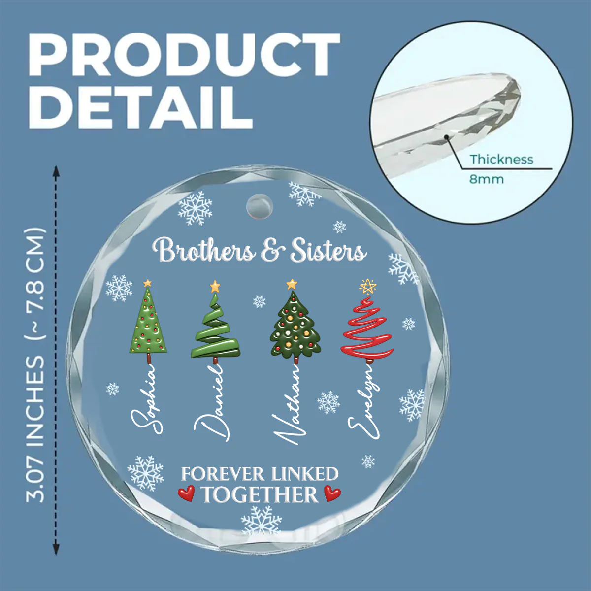 When Siblings Go to Therapy Together - Personalized Custom Glass Ornament - Image 4