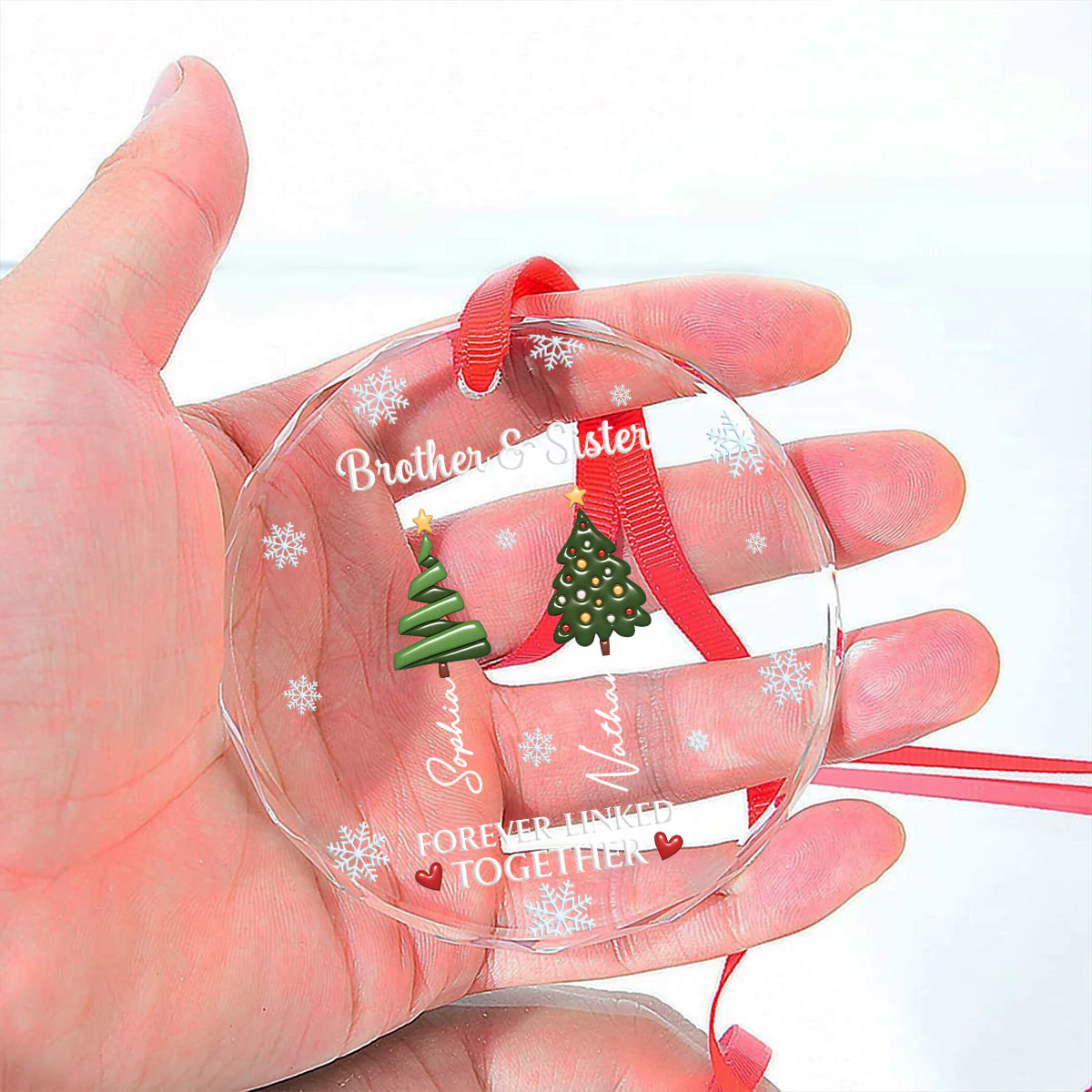When Siblings Go to Therapy Together - Personalized Custom Glass Ornament - Image 5