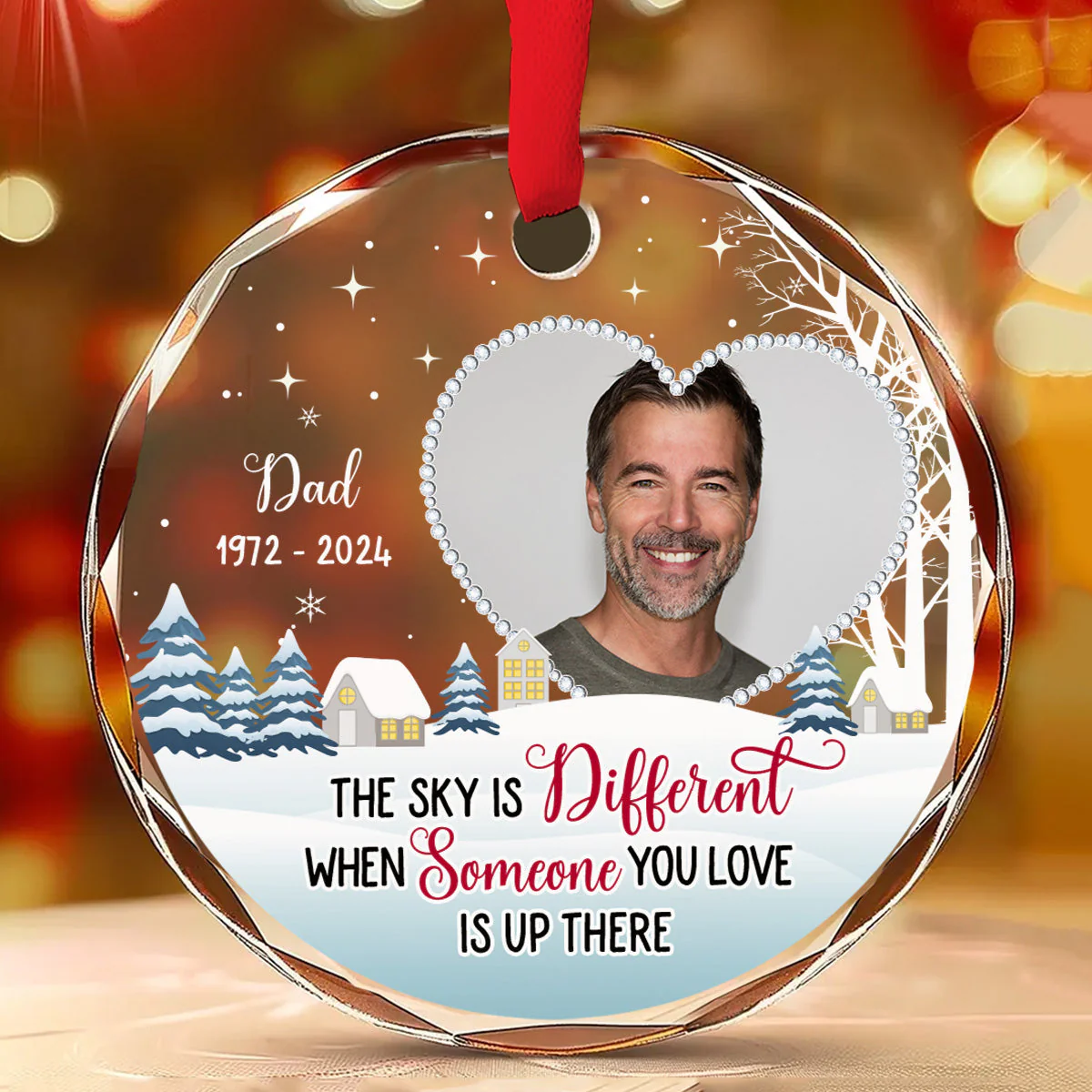 When Someone You Love In The Sky - Personalized Custom Glass Ornament - Image 2