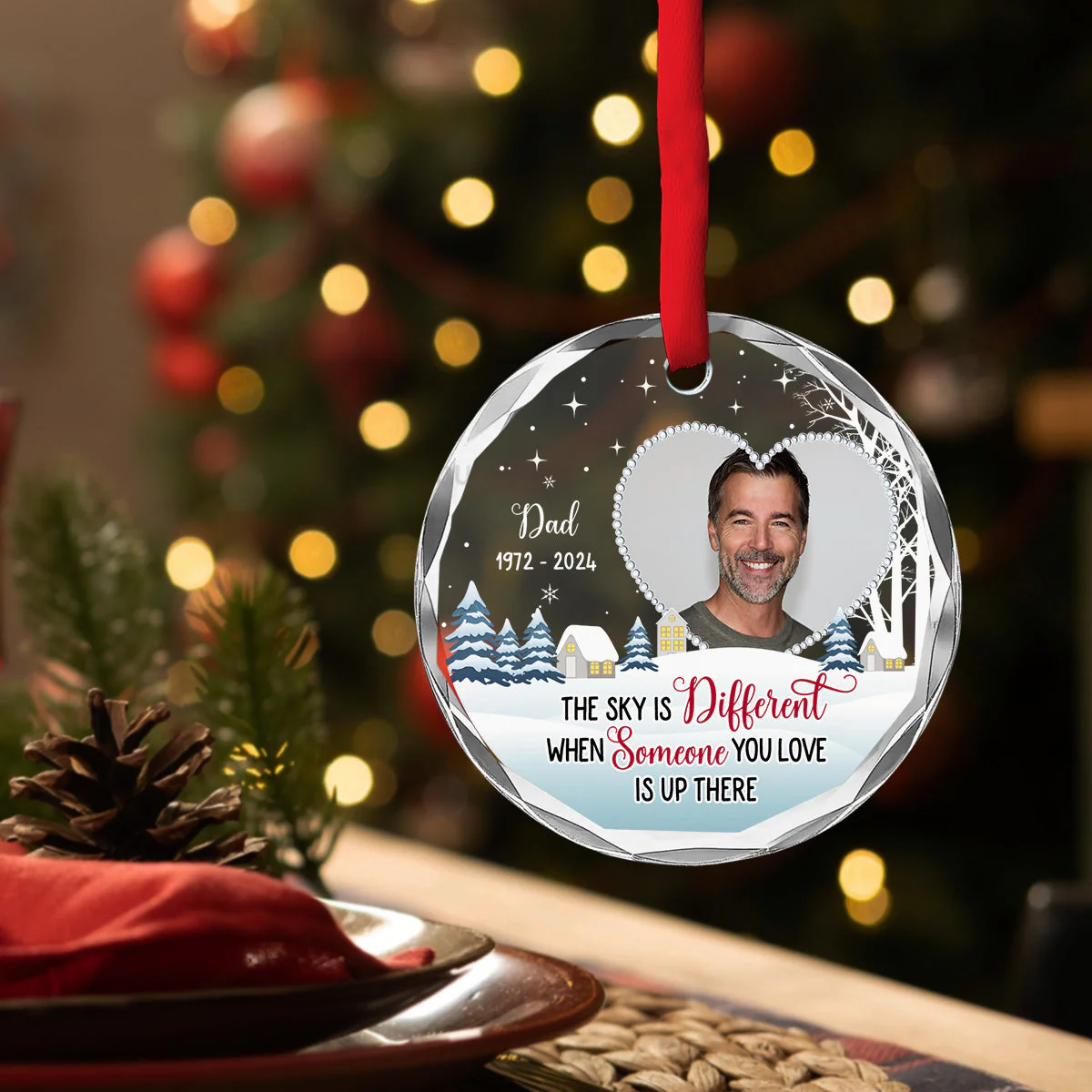 When Someone You Love In The Sky - Personalized Custom Glass Ornament - Image 4