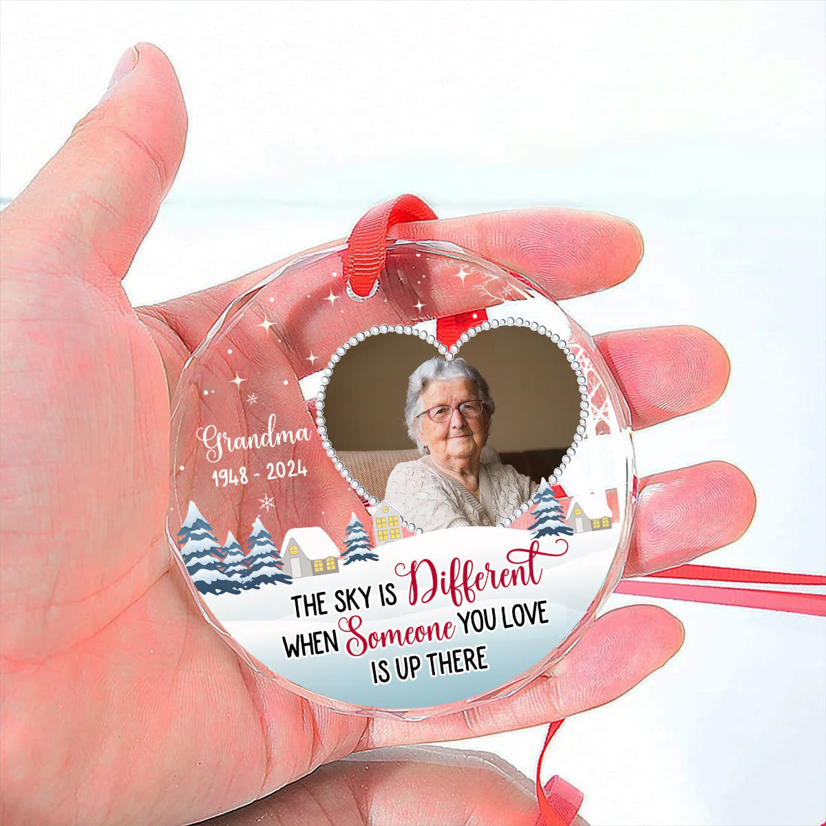When Someone You Love In The Sky - Personalized Custom Glass Ornament - Image 5