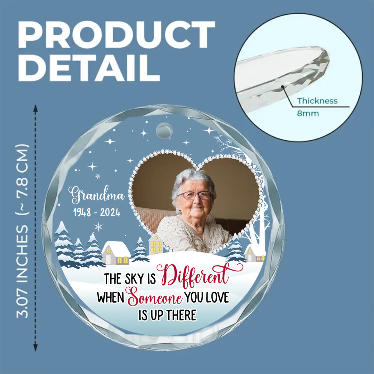 When Someone You Love In The Sky - Personalized Custom Glass Ornament - Image 6