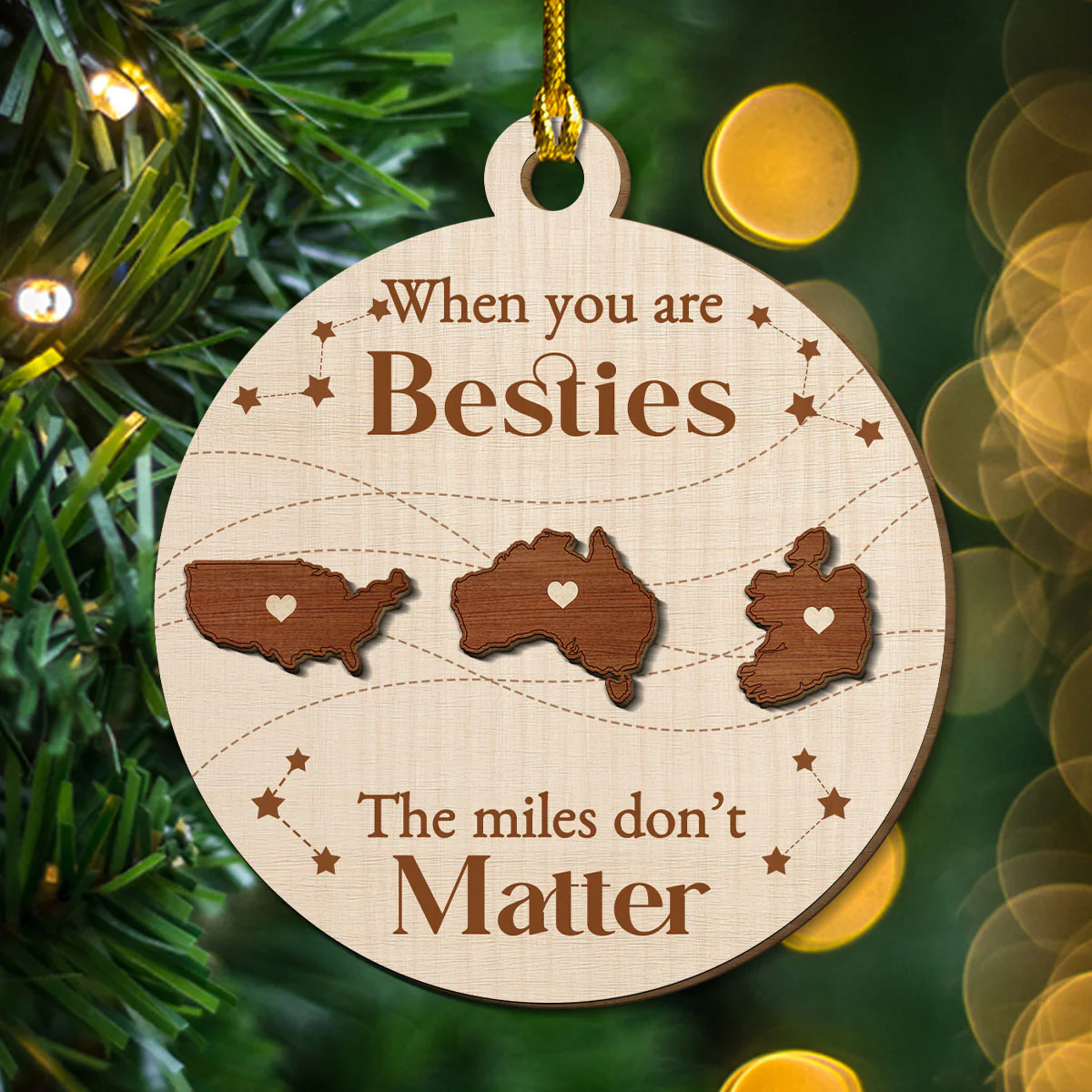 When You Are Family The Miles Do Not Matter International - Personalized Custom Freeshape 2-Layered Wood Ornament - Image 6