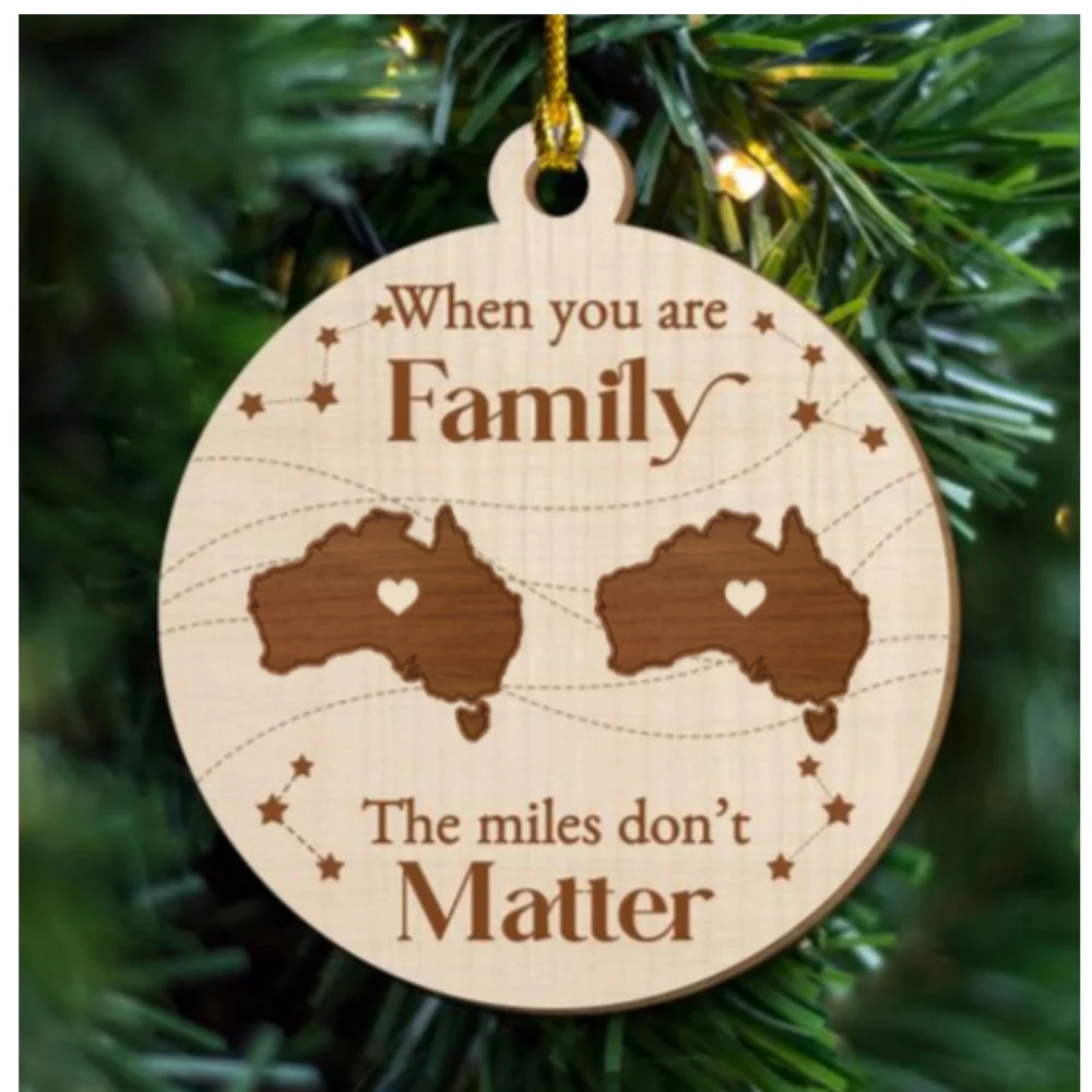 When You Are Family The Miles Do Not Matter International - Personalized Custom Freeshape 2-Layered Wood Ornament - Image 7
