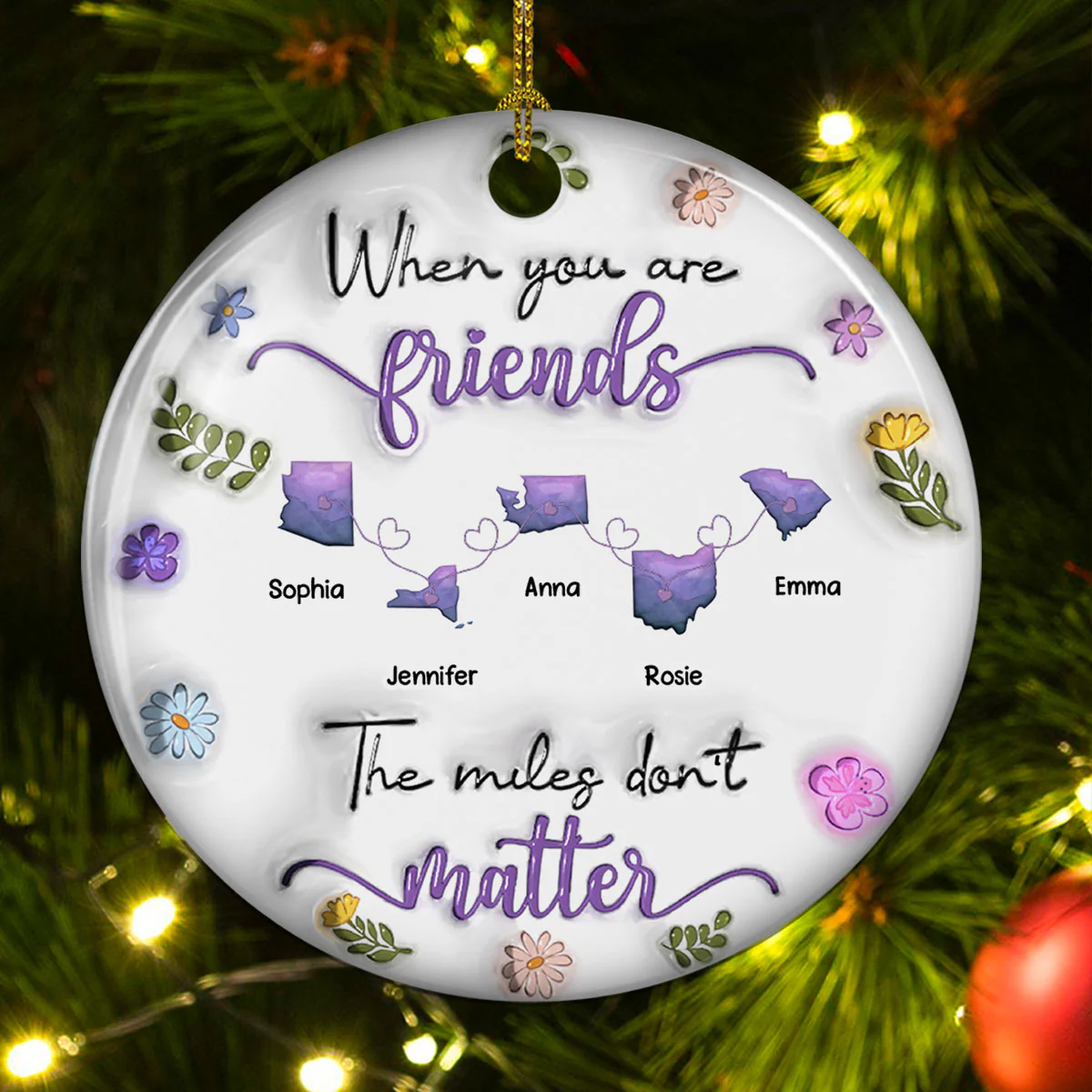 When You Are Family The Miles Do Not Matter - Personalized Custom 3D Inflated Effect Ceramic Ornament - Image 4