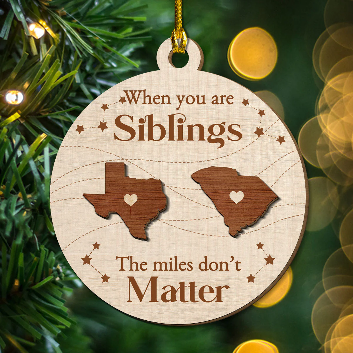 When You Are Family The Miles Do Not Matter - Personalized Custom Freeshape 2-Layered Wood Ornament - Image 3