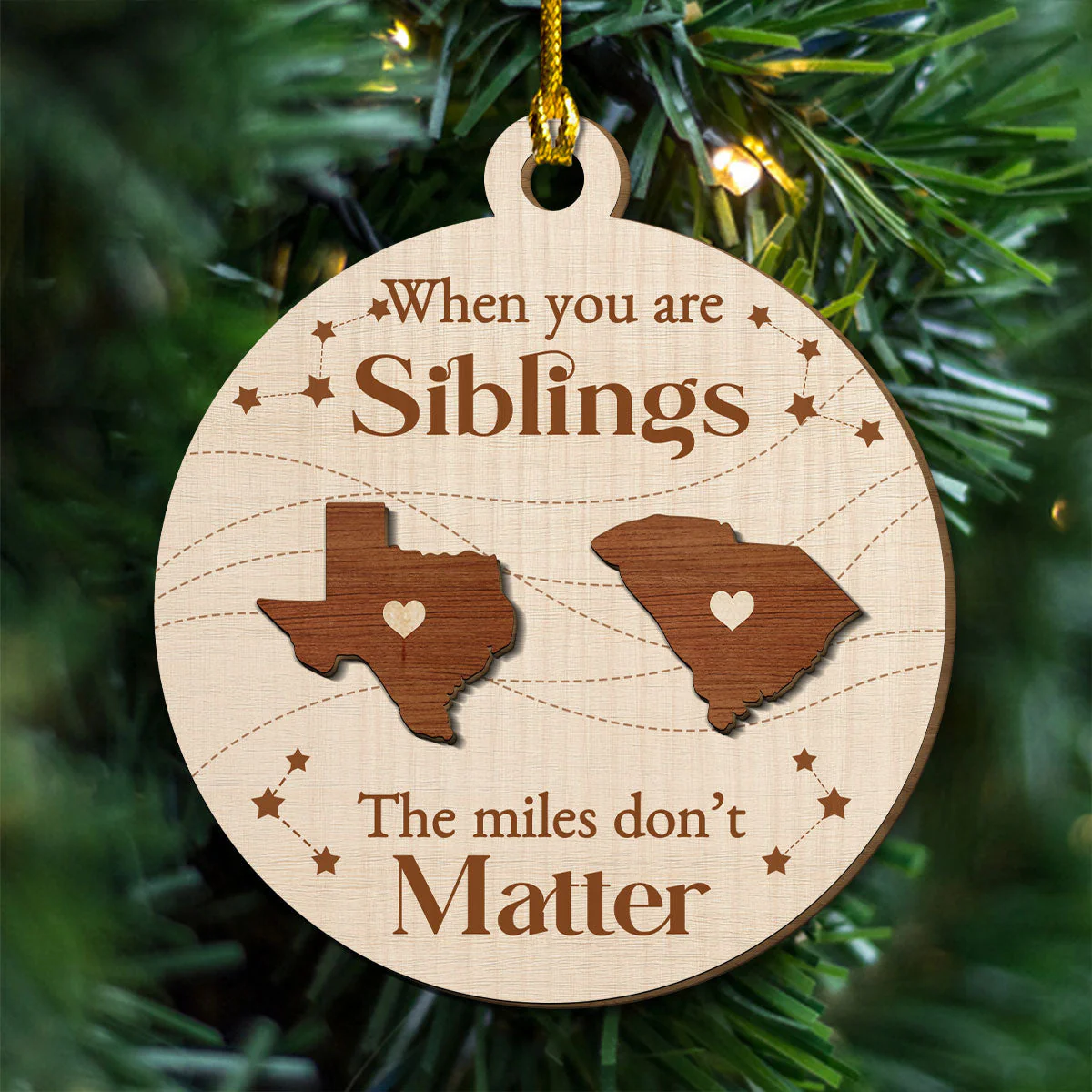 When You Are Family The Miles Do Not Matter - Personalized Custom Freeshape 2-Layered Wood Ornament - Image 4