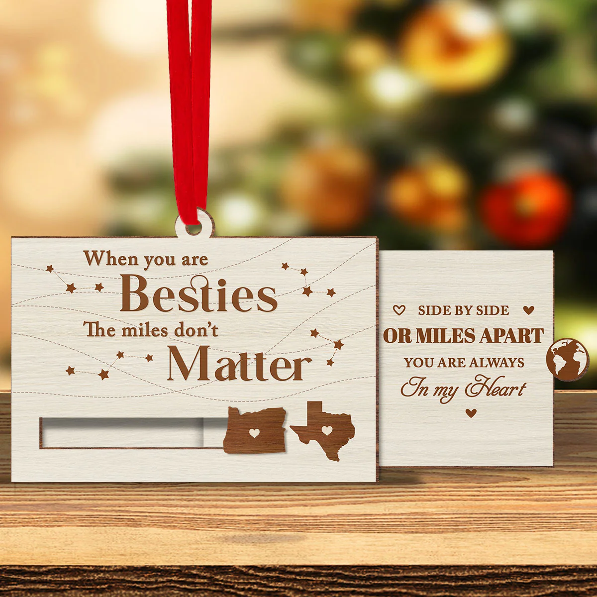 When You Are Family The Miles Do Not Matter - Personalized Custom Slide Ornament - Image 2
