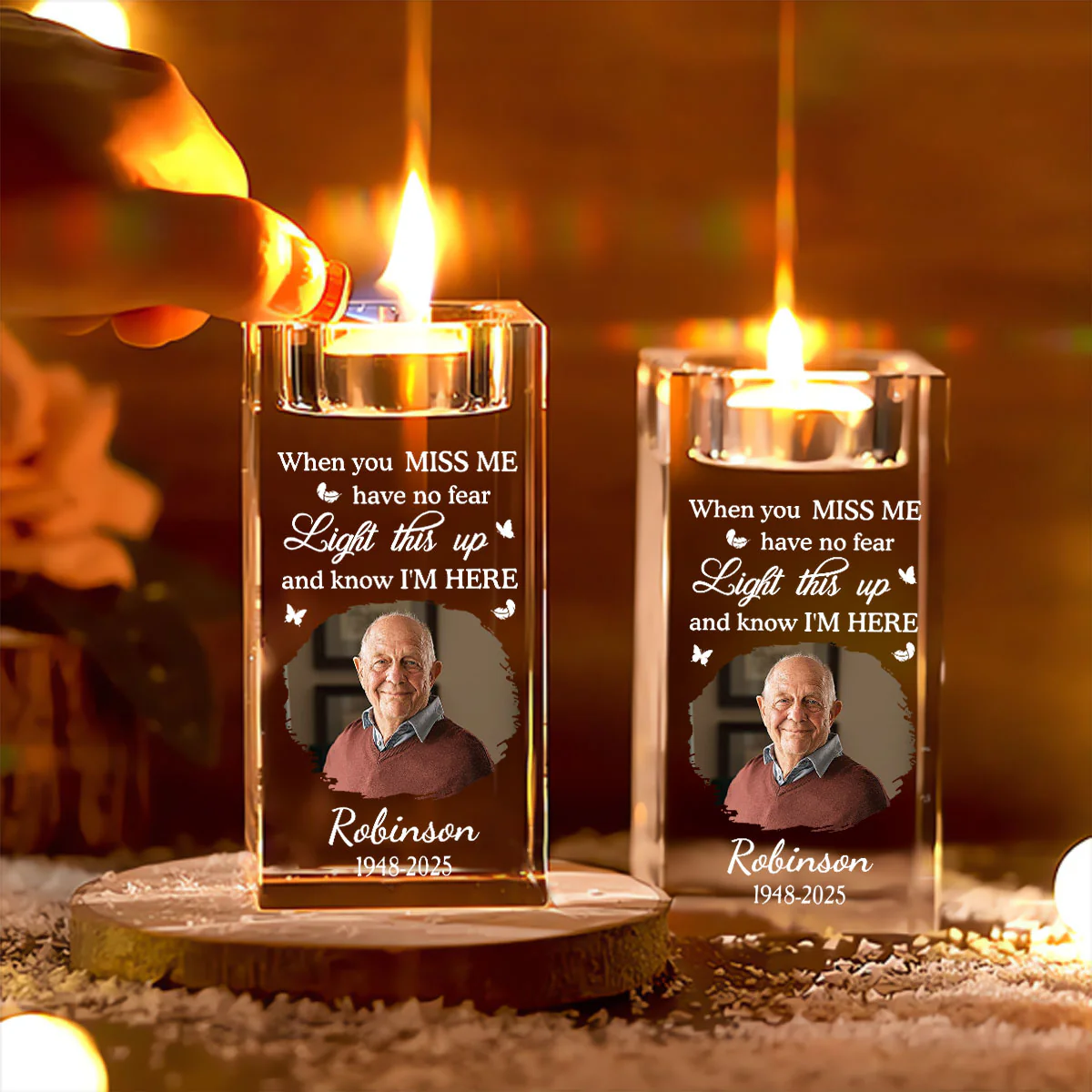 When You Miss Me - Personalized Custom Crystal Candle Holder - Image 3