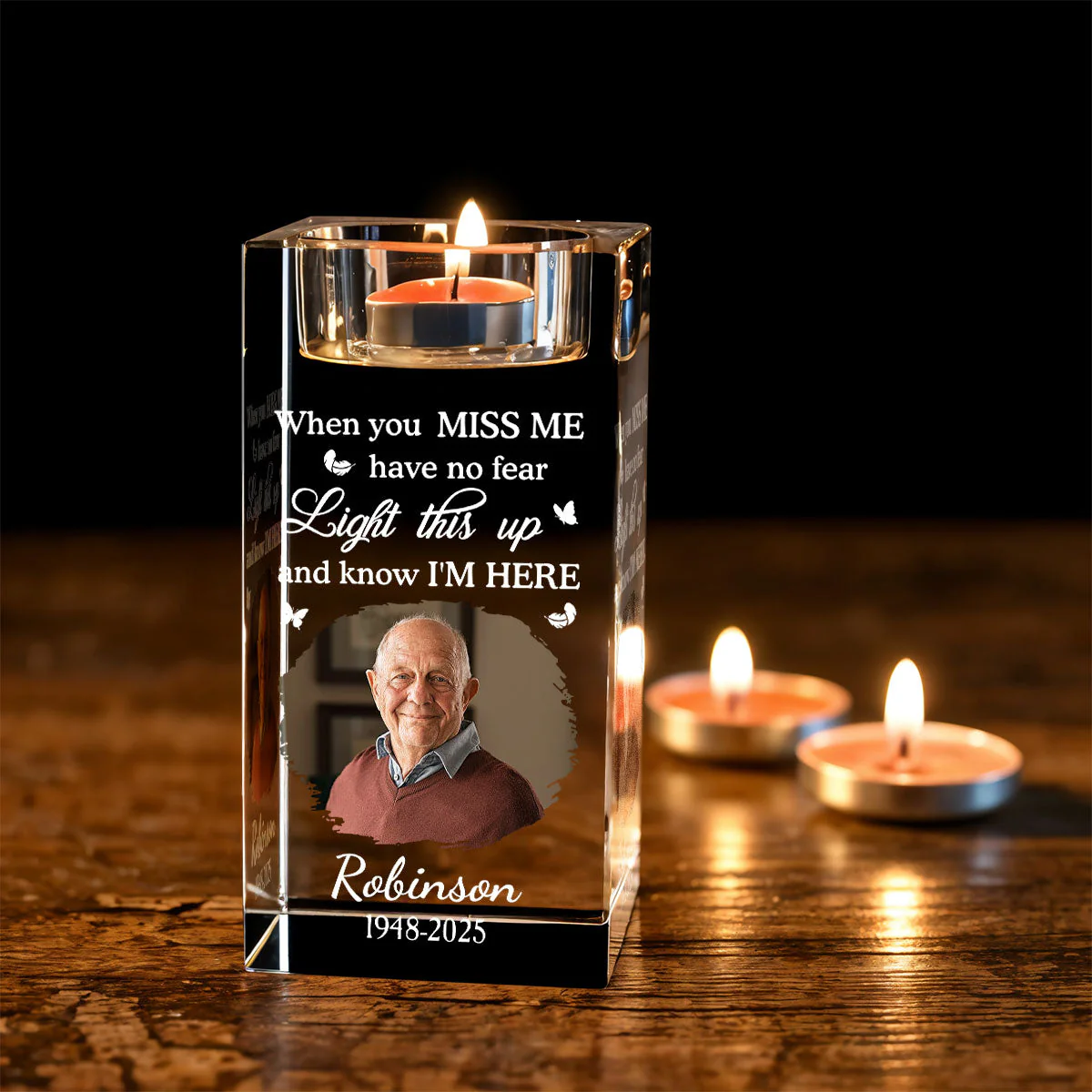 When You Miss Me - Personalized Custom Crystal Candle Holder - Image 4