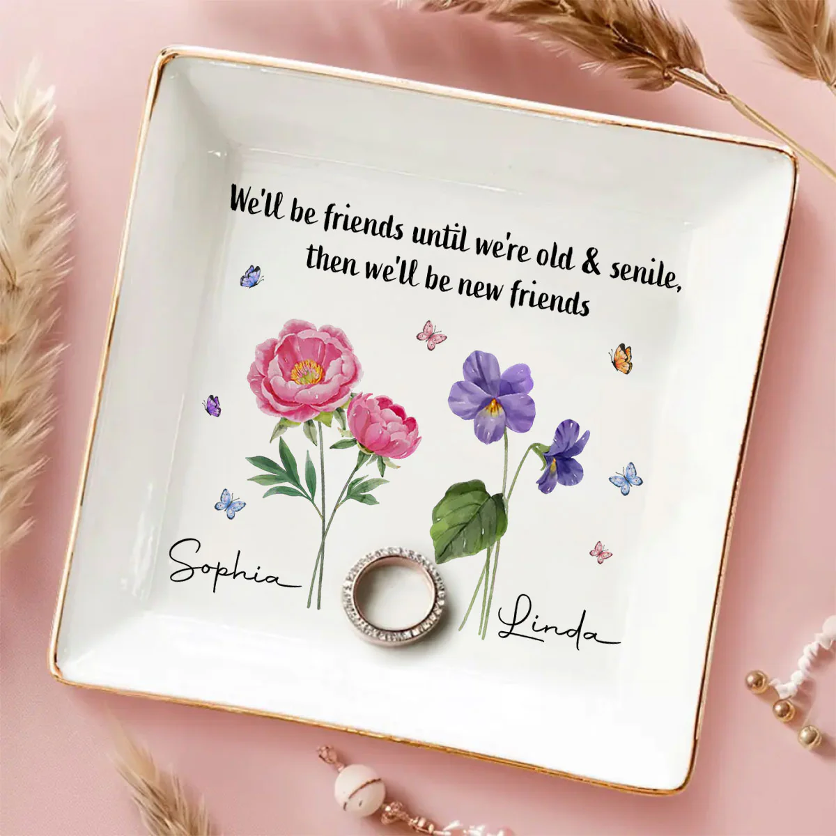 Where Flowers Bloom So Does Hope - Personalized Custom Jewelry Dish - Image 5