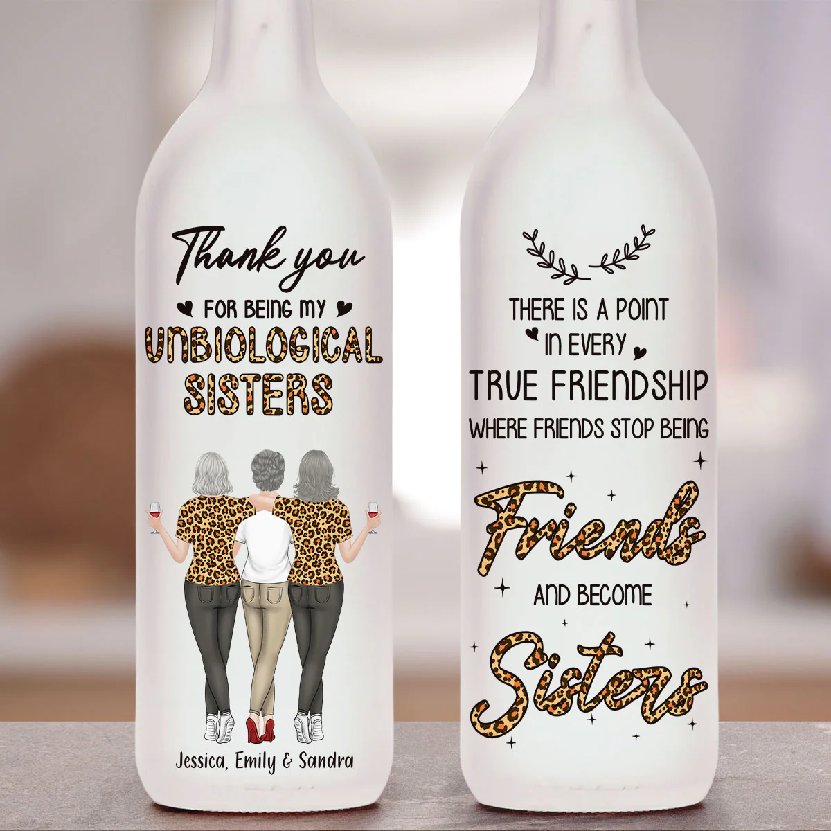 Where Friends Stop Being Friends And Become Sisters - Personalized Custom Bottle Lamp - Image 3