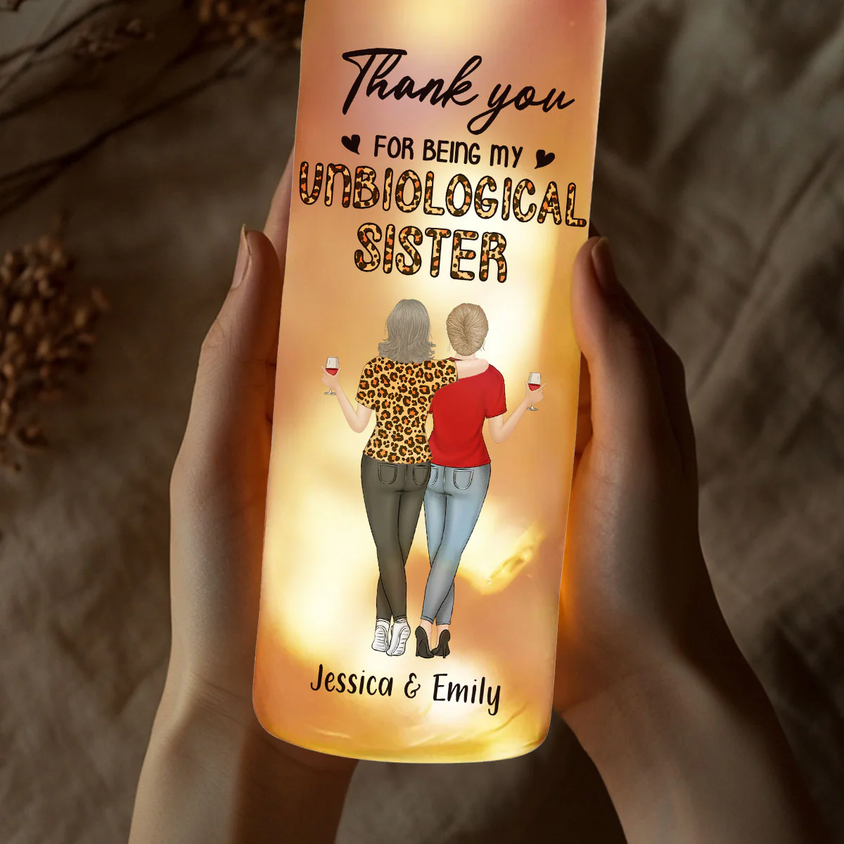 Where Friends Stop Being Friends And Become Sisters - Personalized Custom Bottle Lamp - Image 4