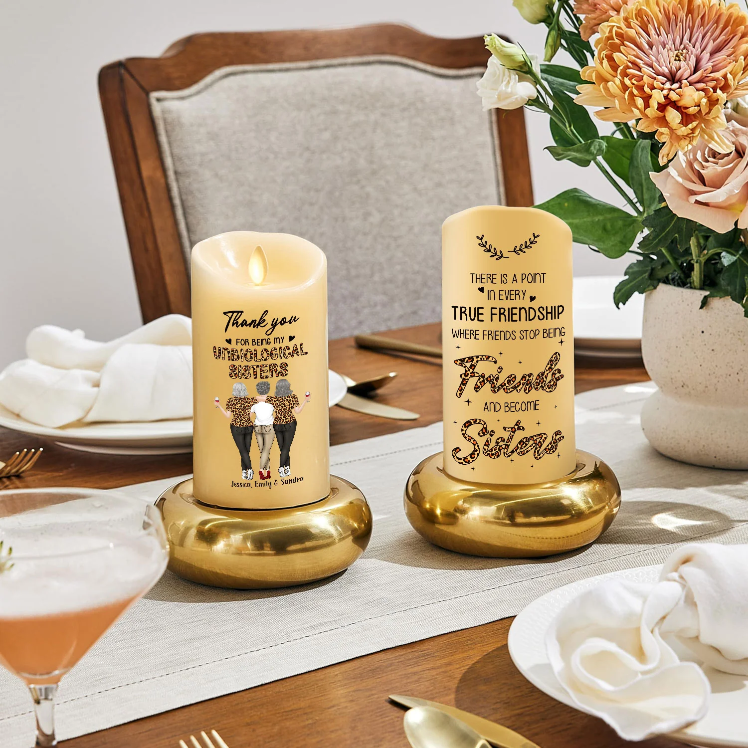 Where Friends Stop Being Friends And Become Sisters - Personalized Custom LED Candle - Image 3