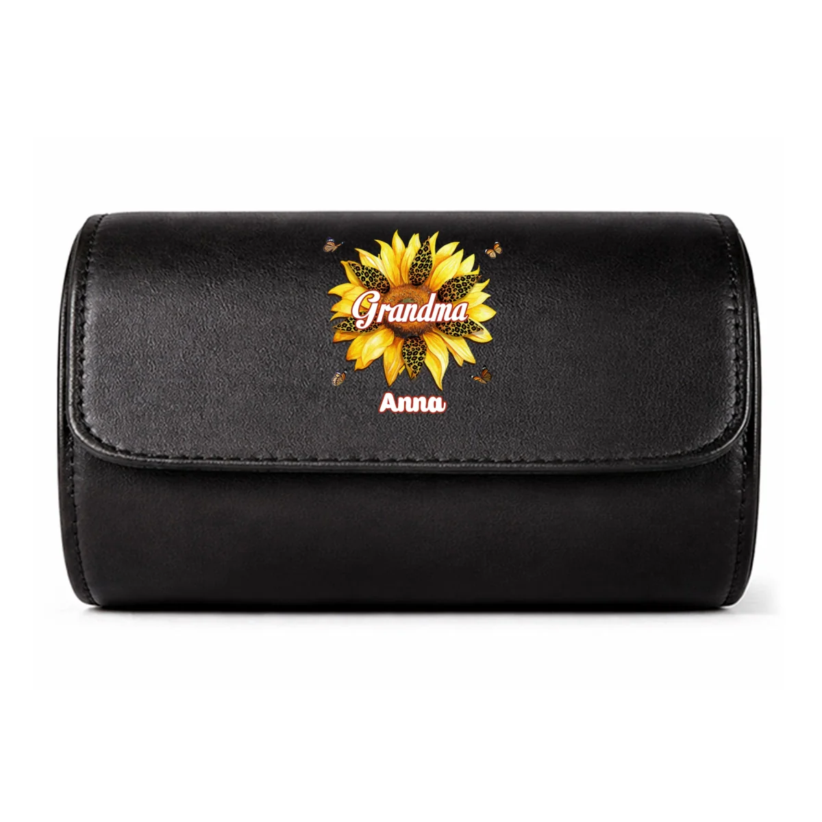 Where Grandma Sunflower Blooms - Personalized Custom Leather Watch Case - Image 10
