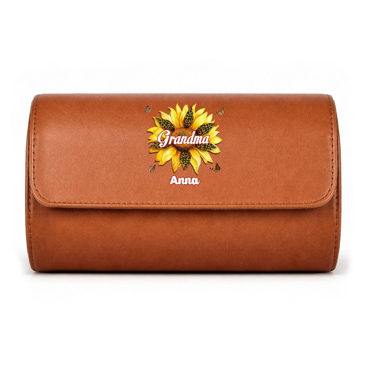 Where Grandma Sunflower Blooms - Personalized Custom Leather Watch Case - Image 11