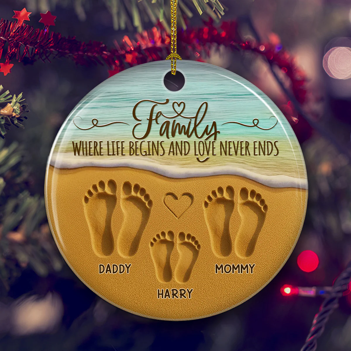 Where Love Never Ends - Personalized Custom Ceramic Ornament - Image 2