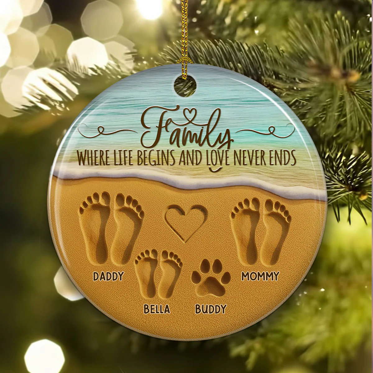 Where Love Never Ends - Personalized Custom Ceramic Ornament - Image 3