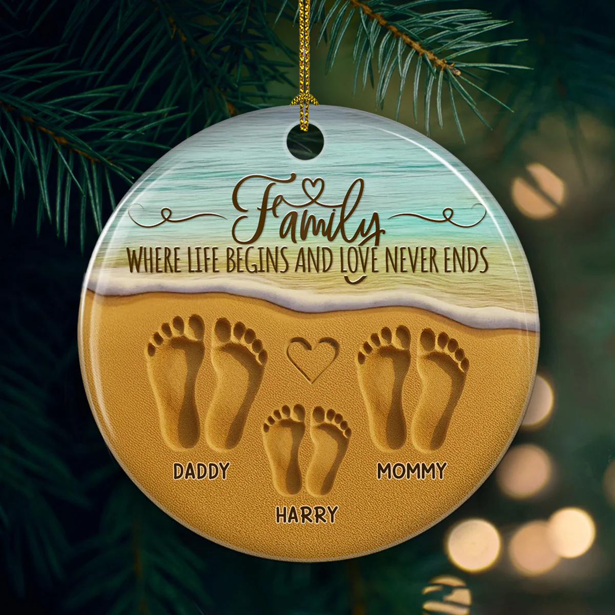 Where Love Never Ends - Personalized Custom Ceramic Ornament - Image 4