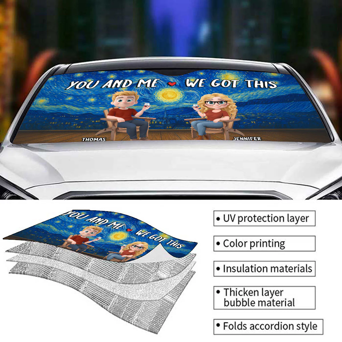 Whimsical Sky - Personalized Custom Car Sunshade - Image 6