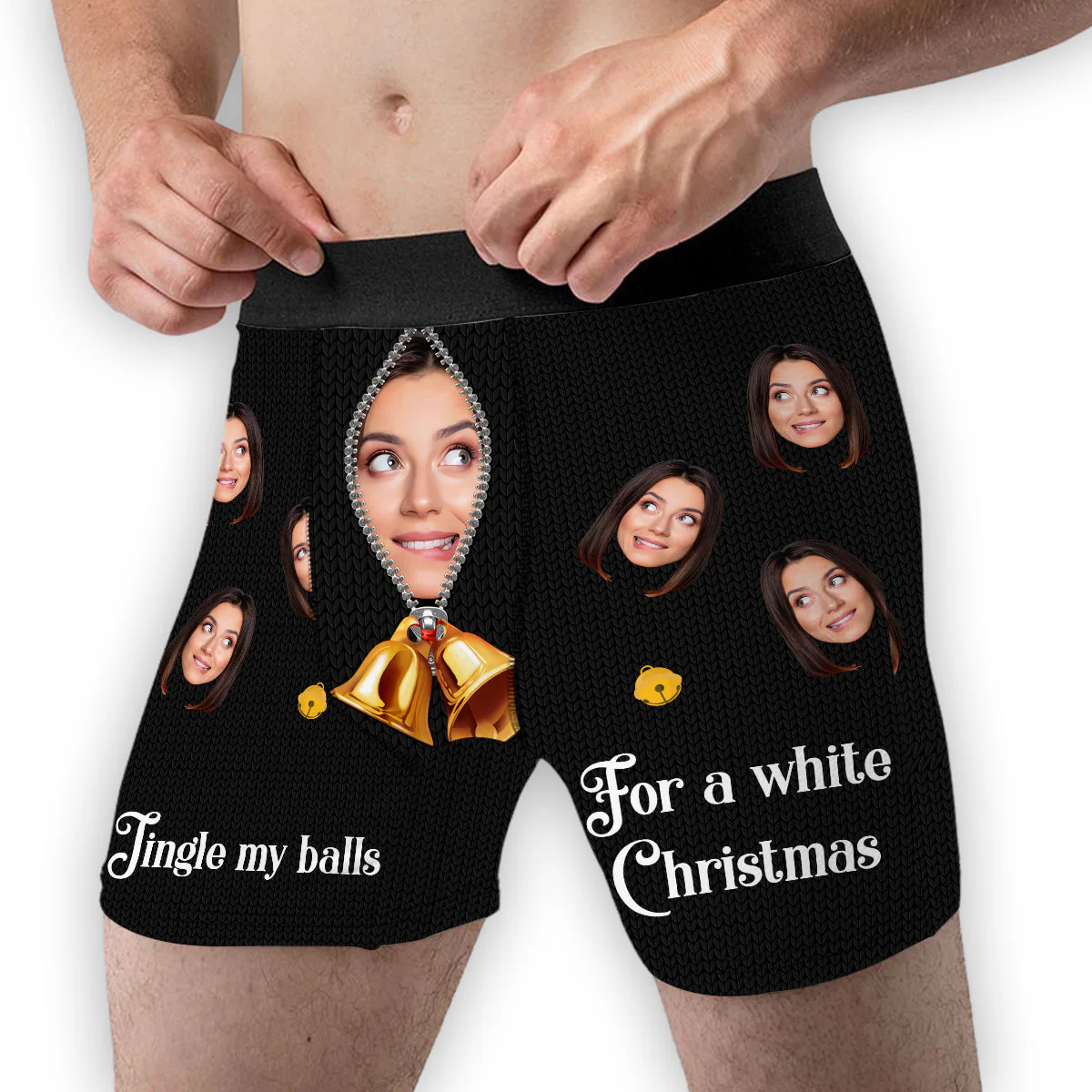 White Christmas - Personalized Photo Men's Boxer Briefs - Image 3