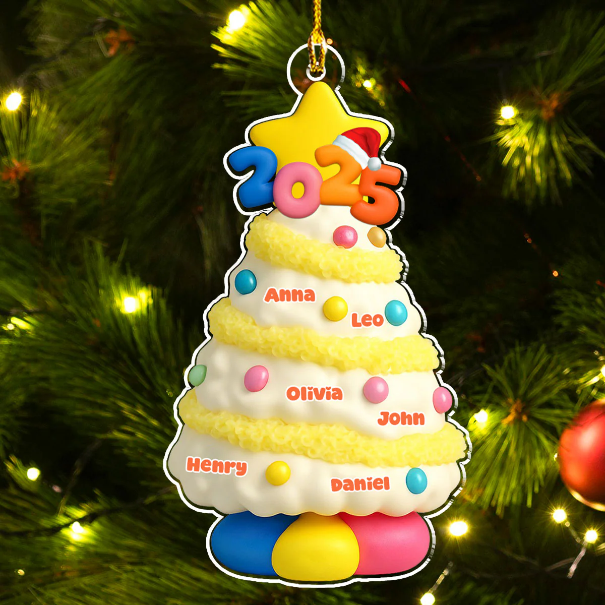 White New Pine Tree - Personalized Custom Acrylic Ornament - Image 2