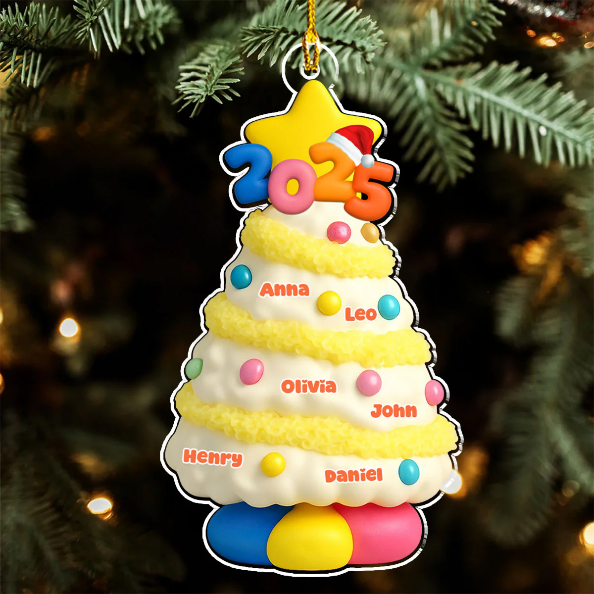 White New Pine Tree - Personalized Custom Acrylic Ornament - Image 4