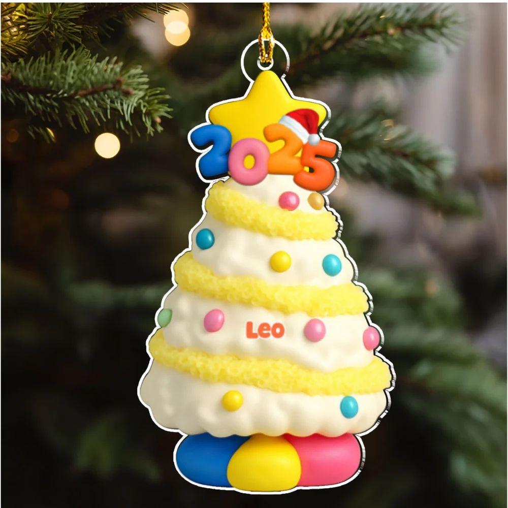 White New Pine Tree - Personalized Custom Acrylic Ornament - Image 6