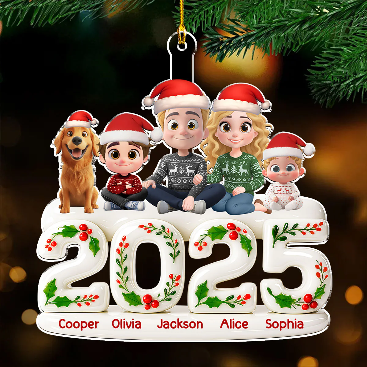 Whole Family Hunt Rewards - Personalized Custom 3D Effect Acrylic Ornament - Image 3