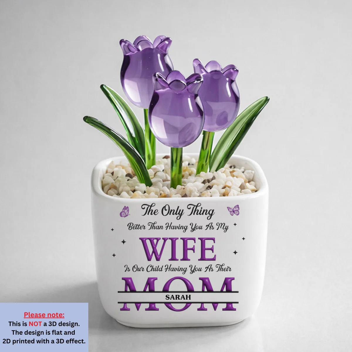 Wife To Mother Love - Personalized Custom 3D Inflated Effect Glass Everlasting Tulips - Image 8