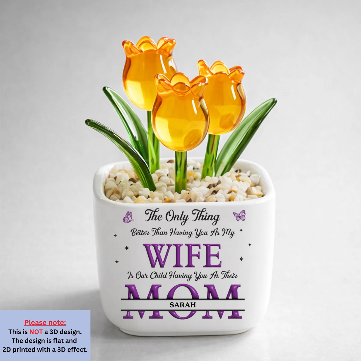 Wife To Mother Love - Personalized Custom 3D Inflated Effect Glass Everlasting Tulips - Image 9