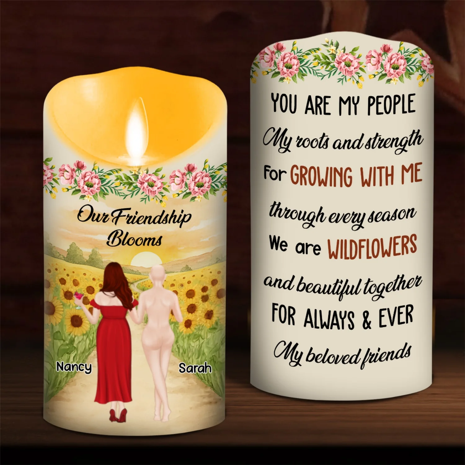 Wildflower Friendship - Personalized Custom LED Candle - Image 7