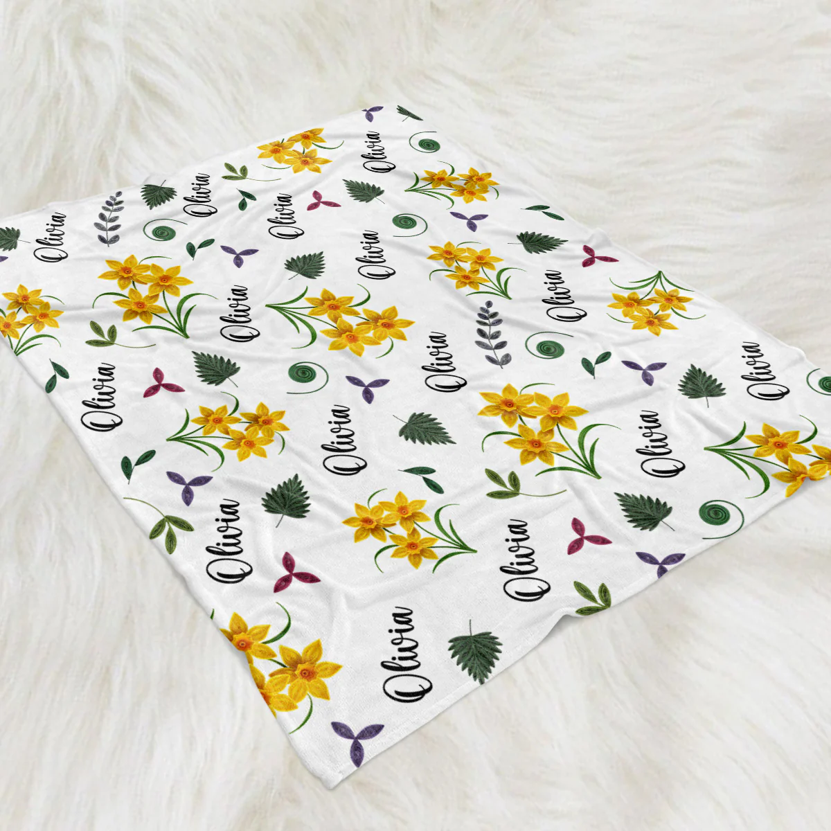 Wildflower Love - Personalized Custom Fleece Blanket - Image 2