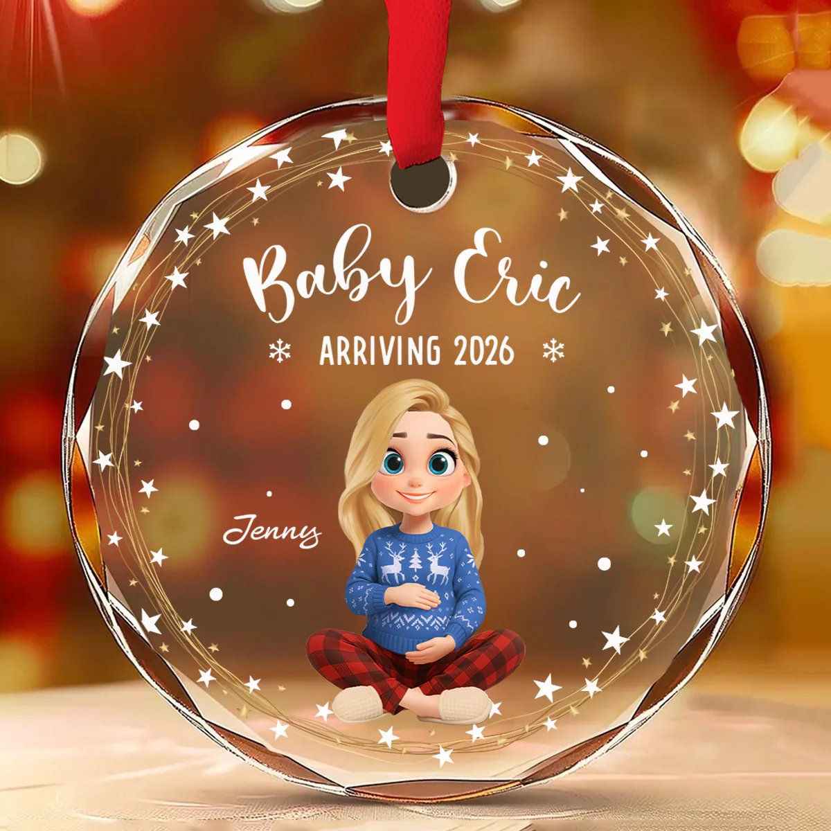 Will Arrive To This World - Personalized Custom Glass Ornament - Image 2