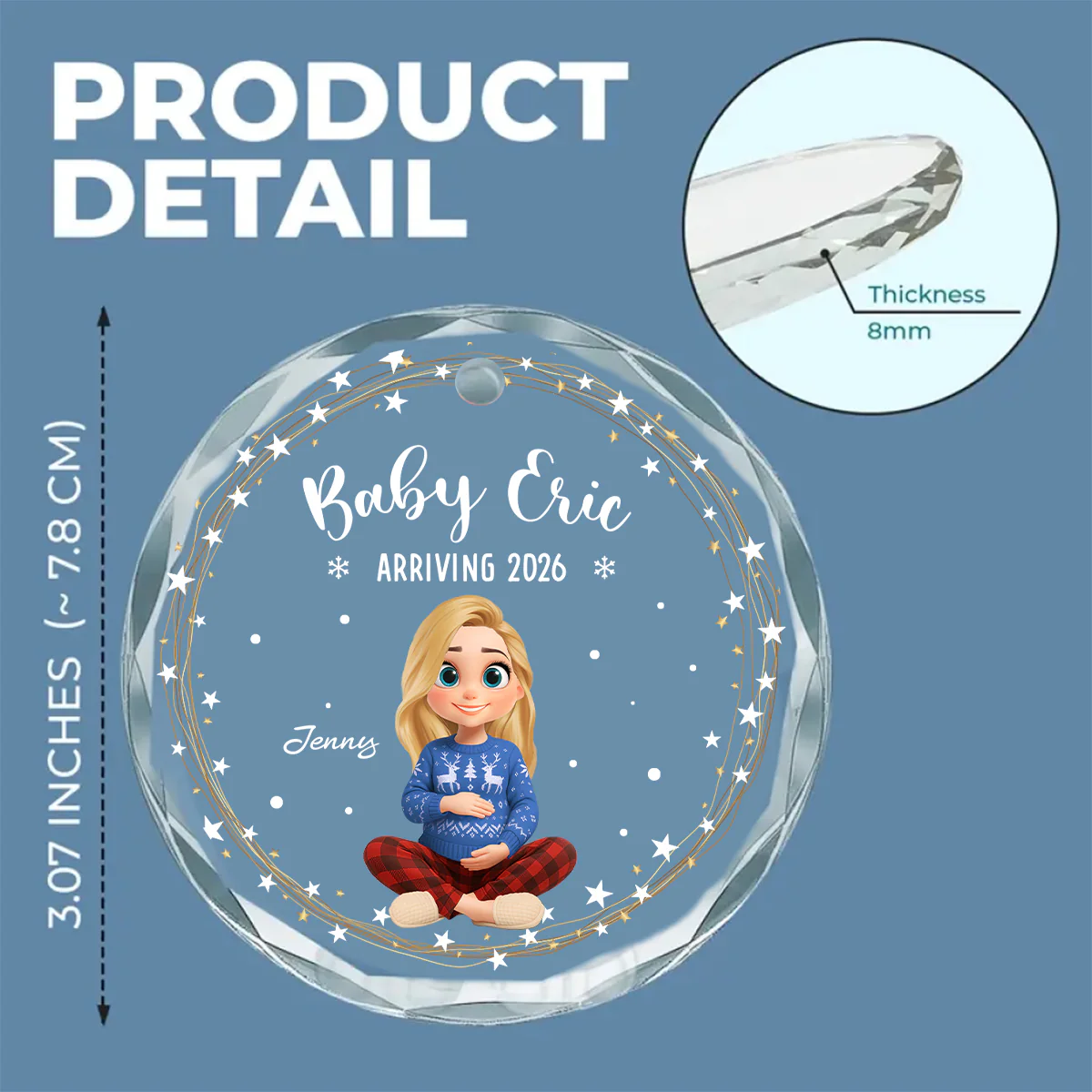 Will Arrive To This World - Personalized Custom Glass Ornament - Image 5