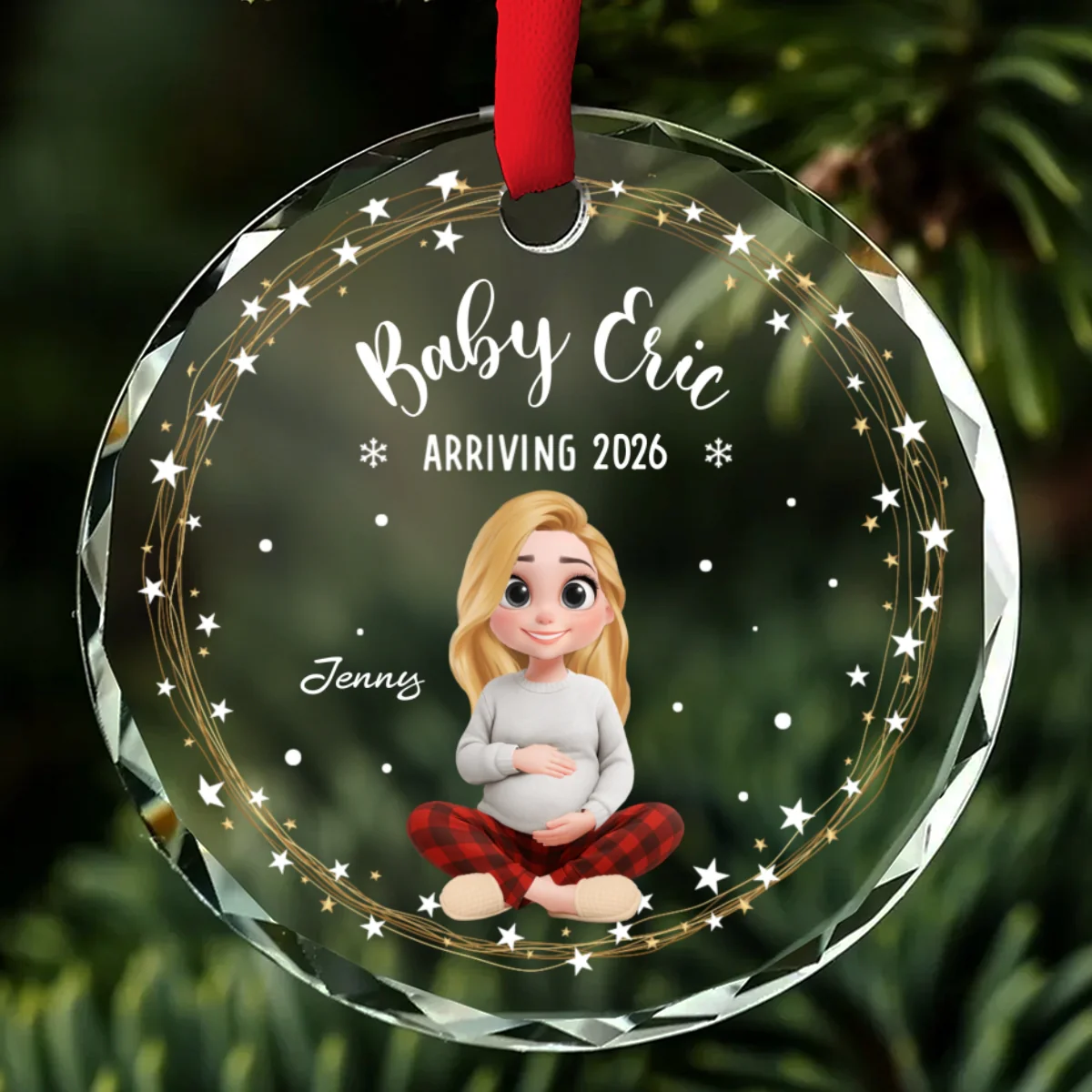 Will Arrive To This World - Personalized Custom Glass Ornament - Image 6