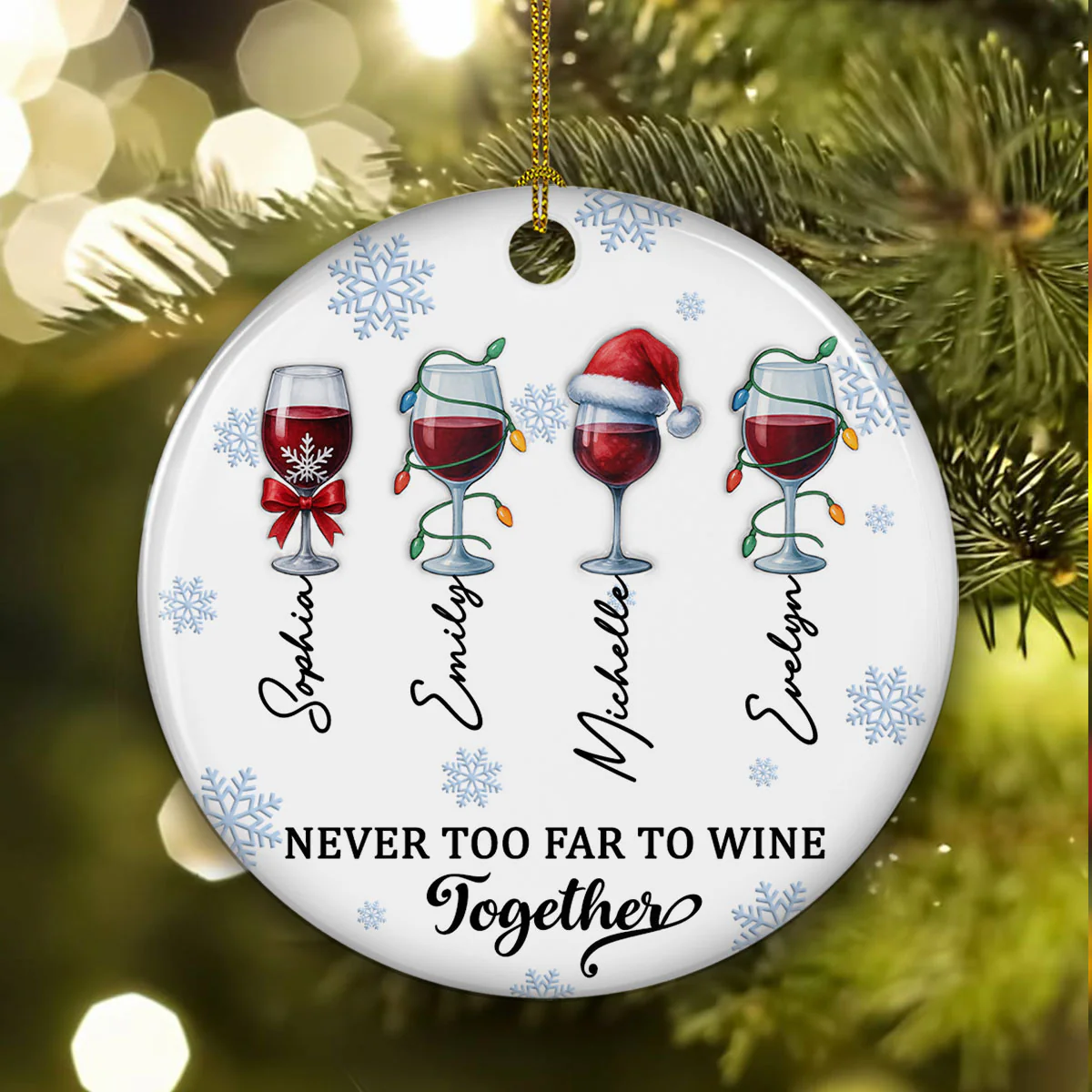 Wine Together - Personalized Custom 3D Inflated Effect Ceramic Ornament - Image 2
